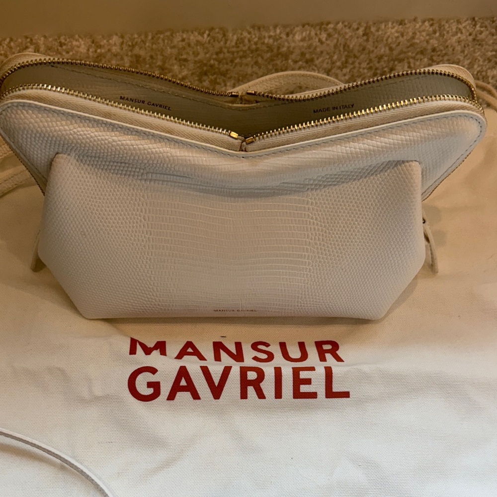Mansur Gavriel White Textured Crossbody Bag